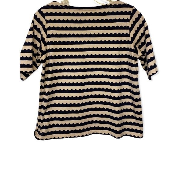 UT Uniqlo Top Short Sleeve scandinavian pattern Blue cream size XS - Picture 5 of 10